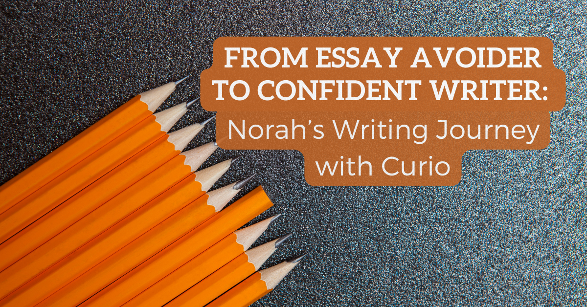 Pencils showing that a child named Norah had some great progress in her writing.
